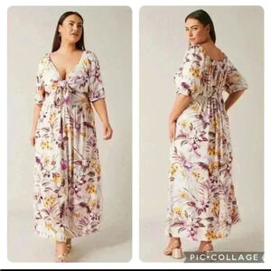 NWT City Chic Mahe Ivory Maxi Dress Tropical Romantic Beachy Plus Size 22